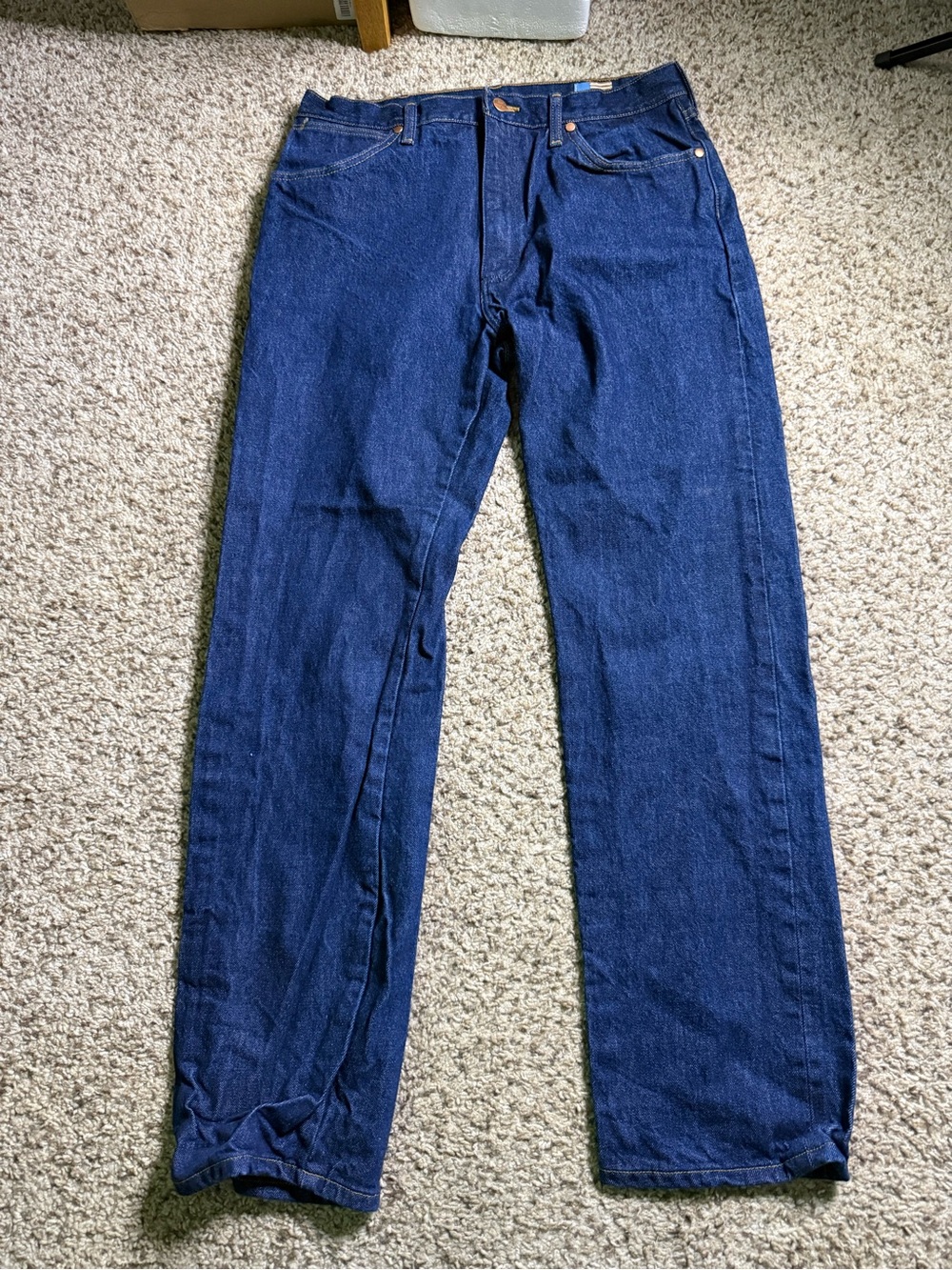 Wrangler Men's Dark Blue Straight-Leg Jeans